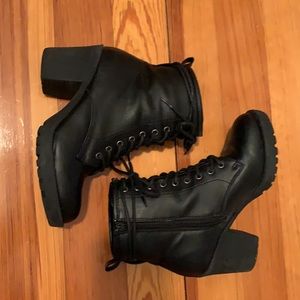 Zigi Soho black lace up block heel combat boots